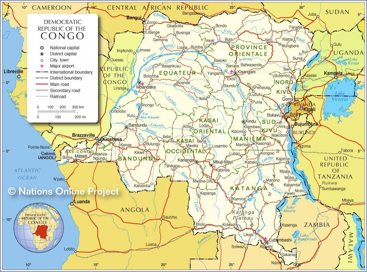 zemljevid demokratična republika kongo